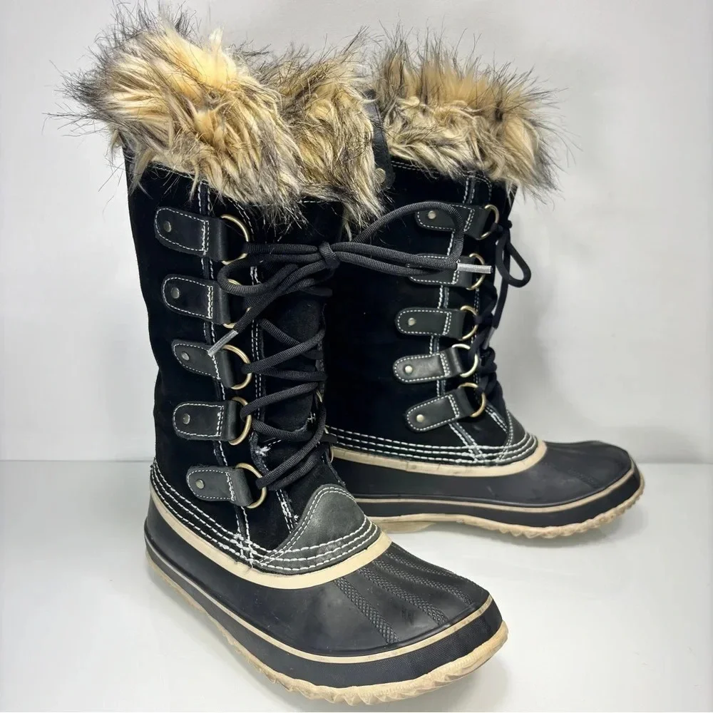 Sorel Black Waterproof Joan Of Arctic Lace Up Boots Size 7